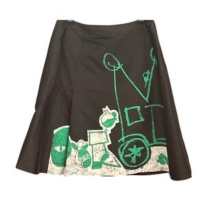 Y2K Boba Silk Cat Mouse Graphic Print Skirt Avant Garde Indie Whimsygoth 40